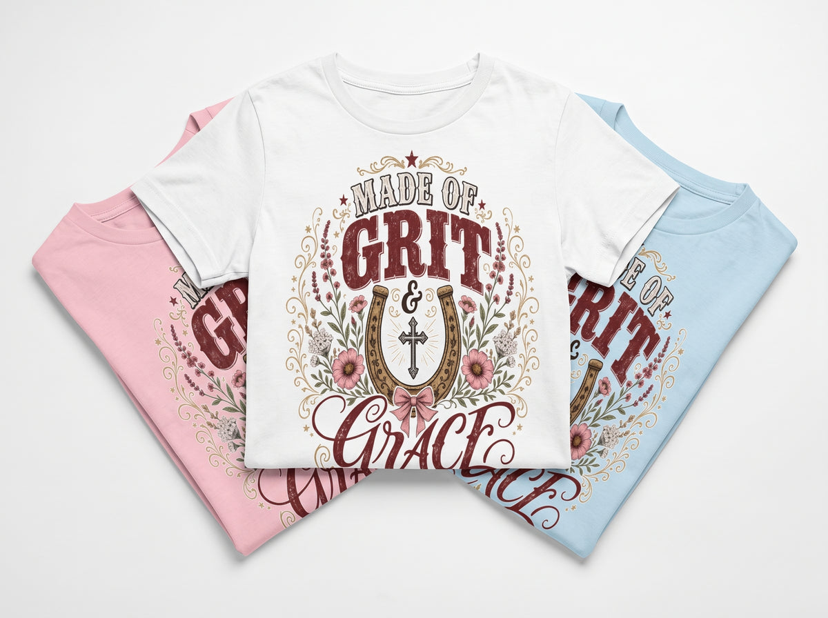 Grit & Grace Crewneck Tee — Slim Fit, Premium Cotton-Spandex - DreamTeesCo