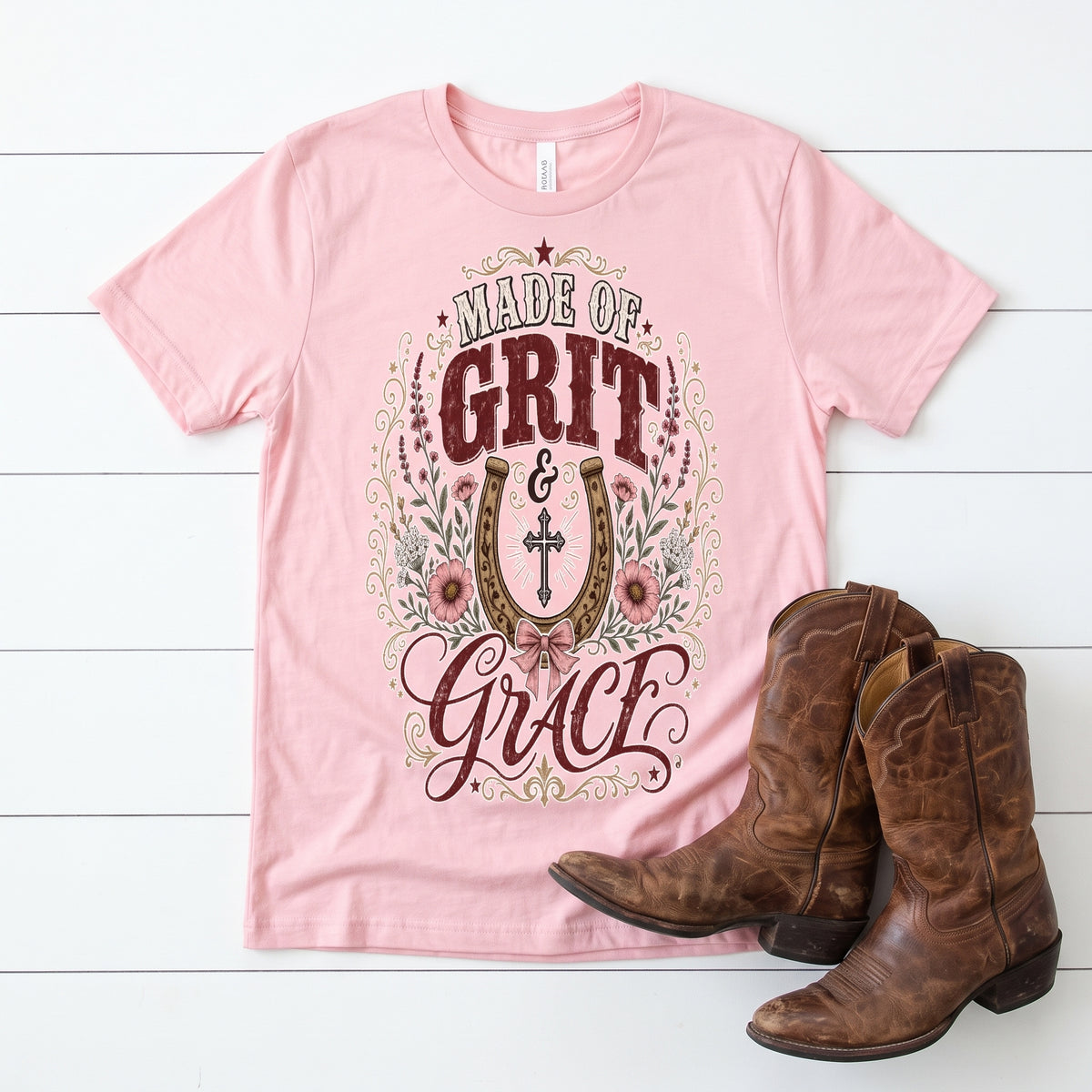 Grit & Grace Crewneck Tee — Slim Fit, Premium Cotton-Spandex - DreamTeesCo