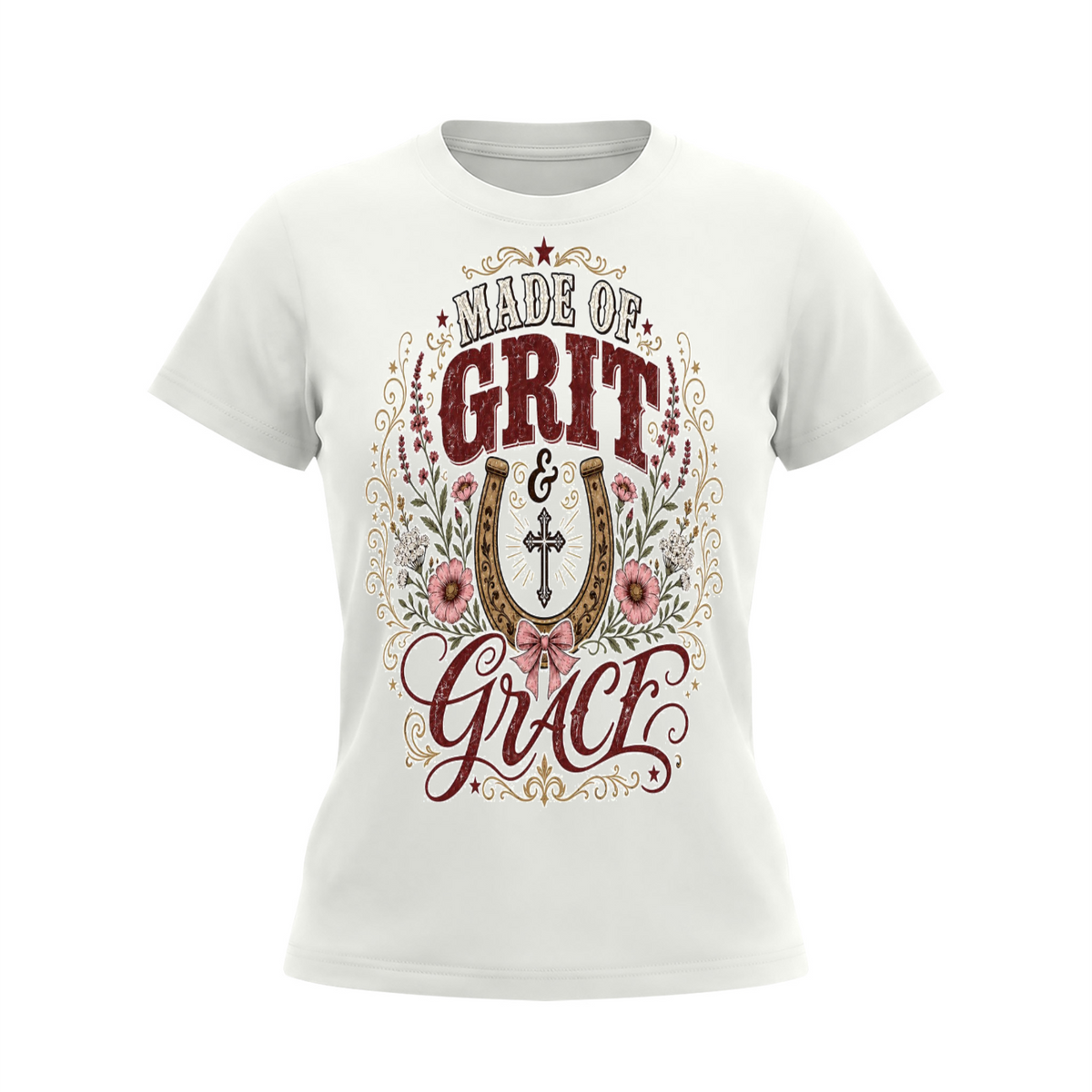 Grit & Grace Crewneck Tee — Slim Fit, Premium Cotton-Spandex - DreamTeesCo