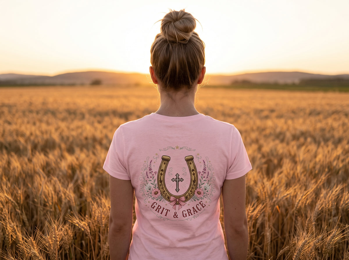 Grit & Grace Crewneck Tee — Slim Fit, Premium Cotton-Spandex - DreamTeesCo