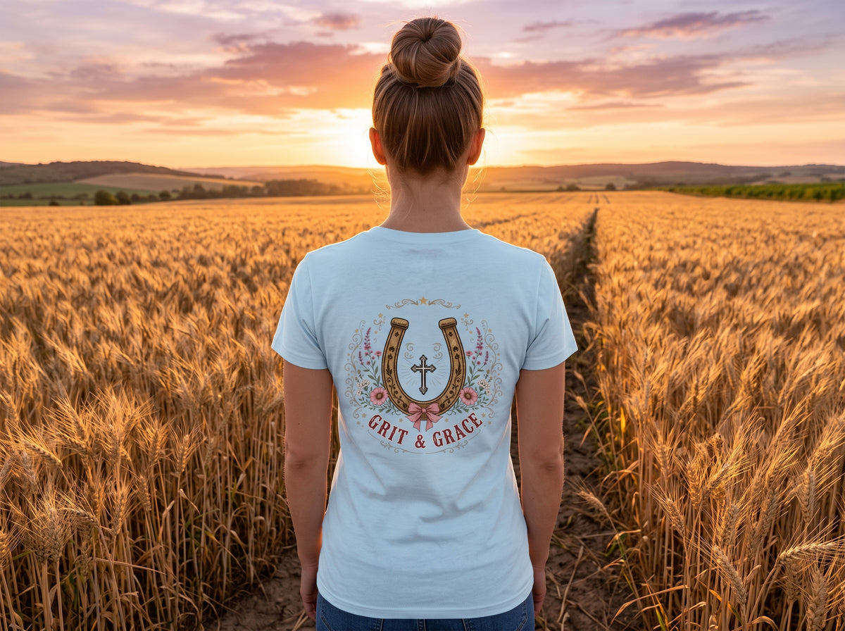 Grit & Grace Crewneck Tee — Slim Fit, Premium Cotton-Spandex - DreamTeesCo