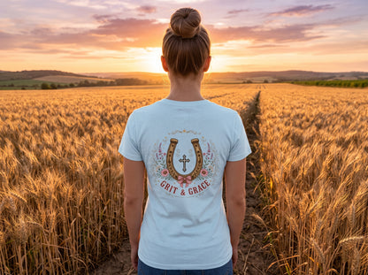 Grit & Grace Crewneck Tee — Slim Fit, Premium Cotton-Spandex - DreamTeesCo
