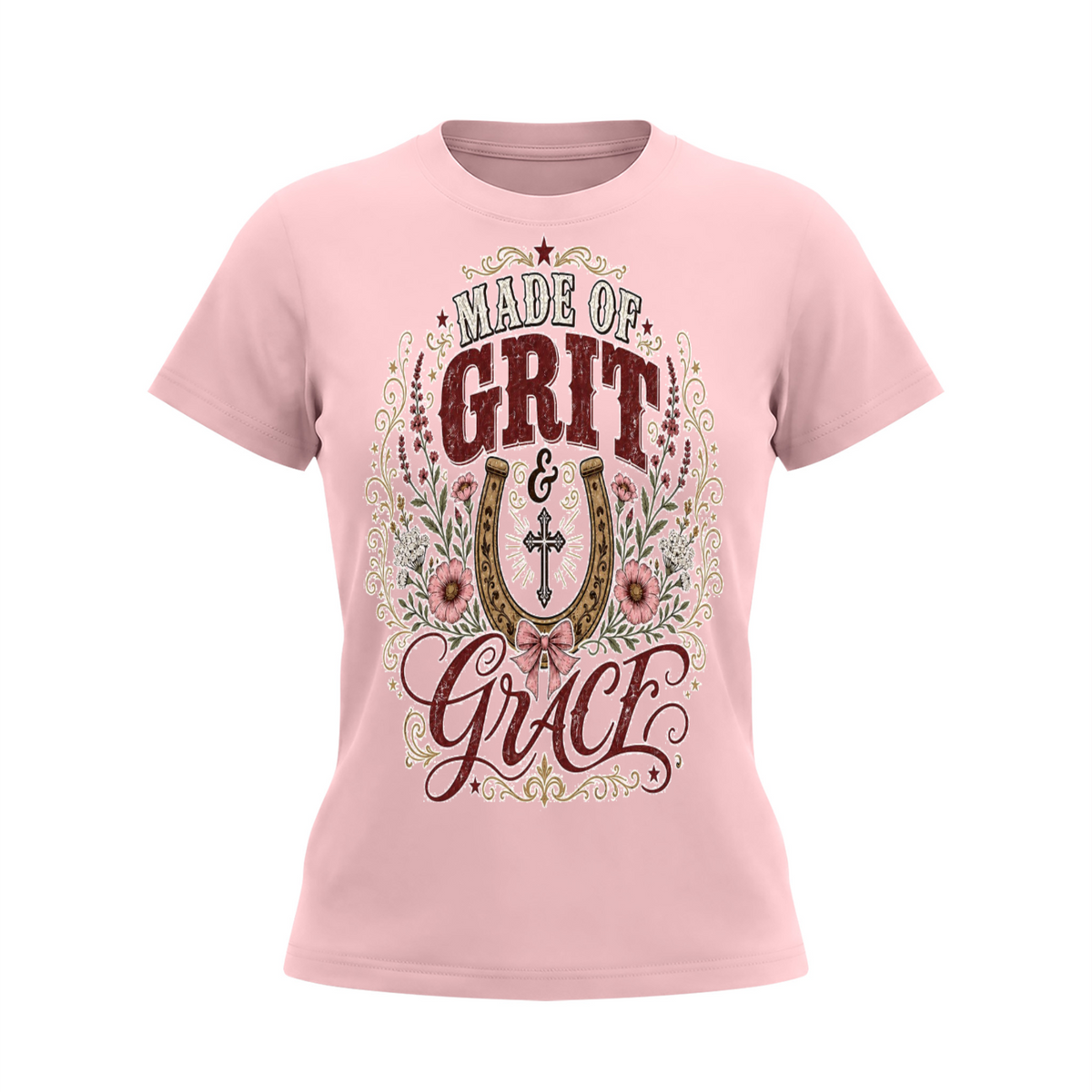 Grit & Grace Crewneck Tee — Slim Fit, Premium Cotton-Spandex - DreamTeesCo