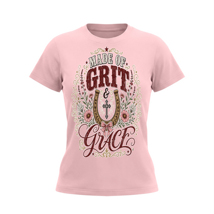 Grit & Grace Crewneck Tee — Slim Fit, Premium Cotton-Spandex - DreamTeesCo