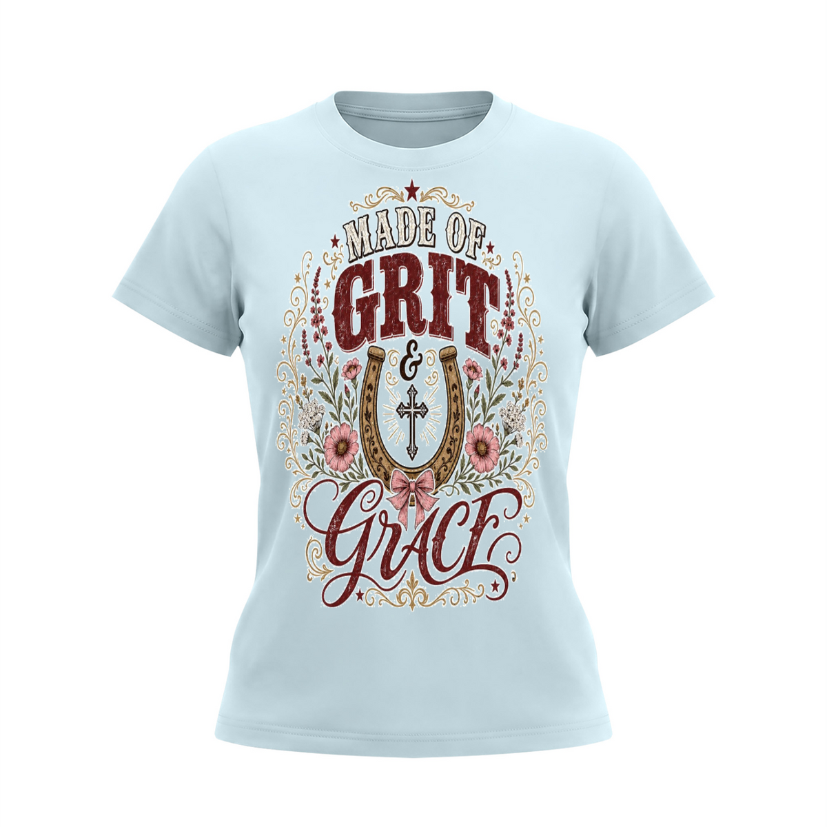 Grit & Grace Crewneck Tee — Slim Fit, Premium Cotton-Spandex - DreamTeesCo