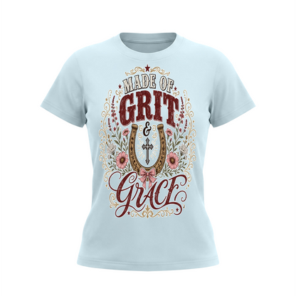Grit & Grace Crewneck Tee — Slim Fit, Premium Cotton-Spandex - DreamTeesCo