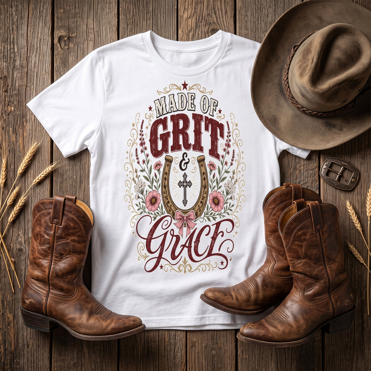 Grit & Grace Crewneck Tee — Slim Fit, Premium Cotton-Spandex - DreamTeesCo