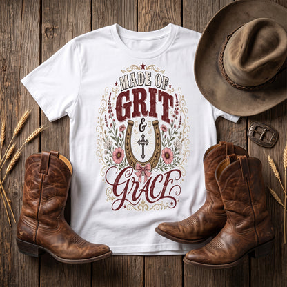 Grit & Grace Crewneck Tee — Slim Fit, Premium Cotton-Spandex - DreamTeesCo