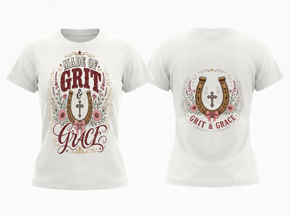 Grit & Grace Crewneck Tee — Slim Fit, Premium Cotton-Spandex - DreamTeesCo