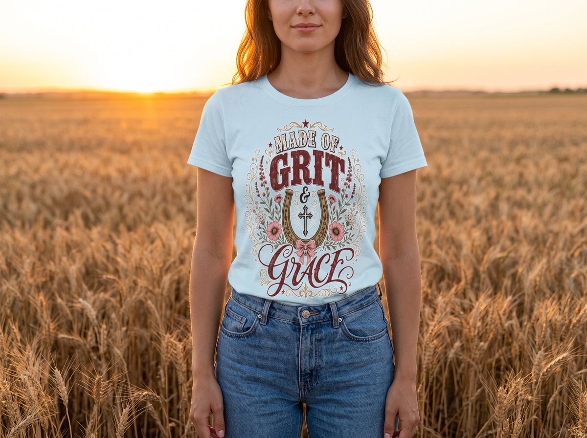 Grit & Grace Crewneck Tee — Slim Fit, Premium Cotton-Spandex - DreamTeesCo